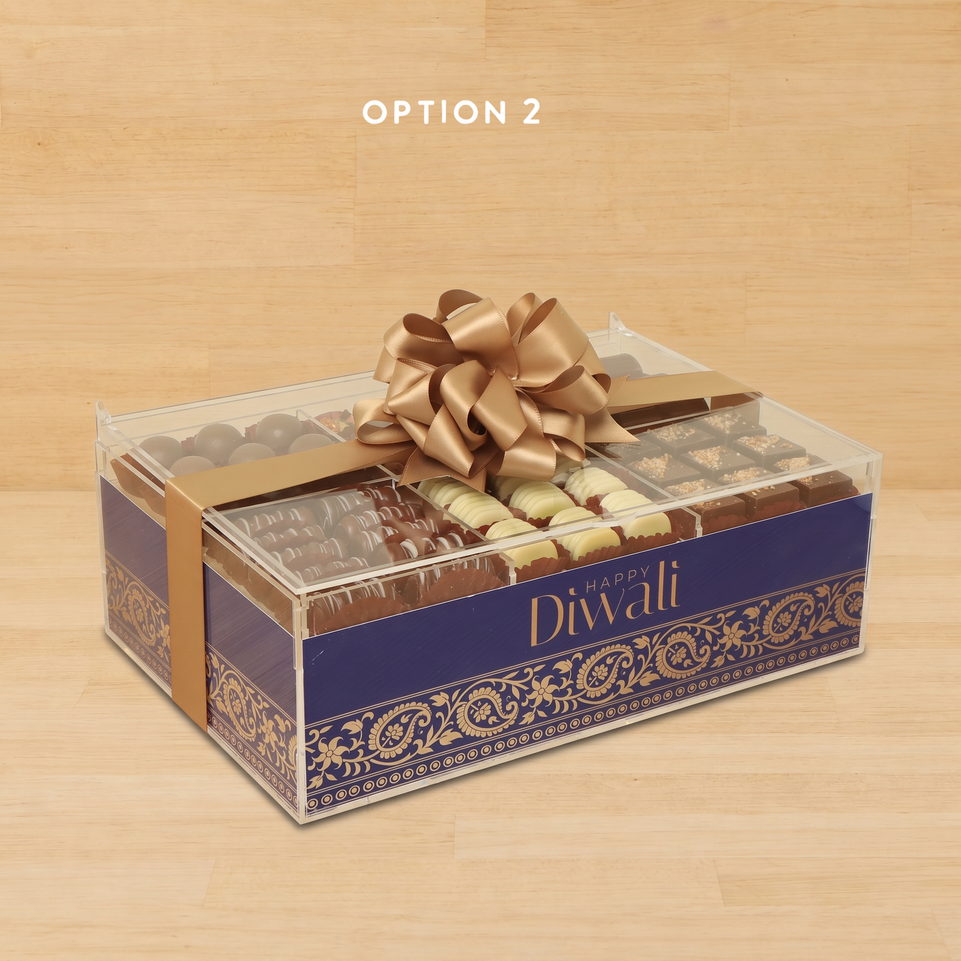 Happy diwali designed premium chocolate acrylic medium box