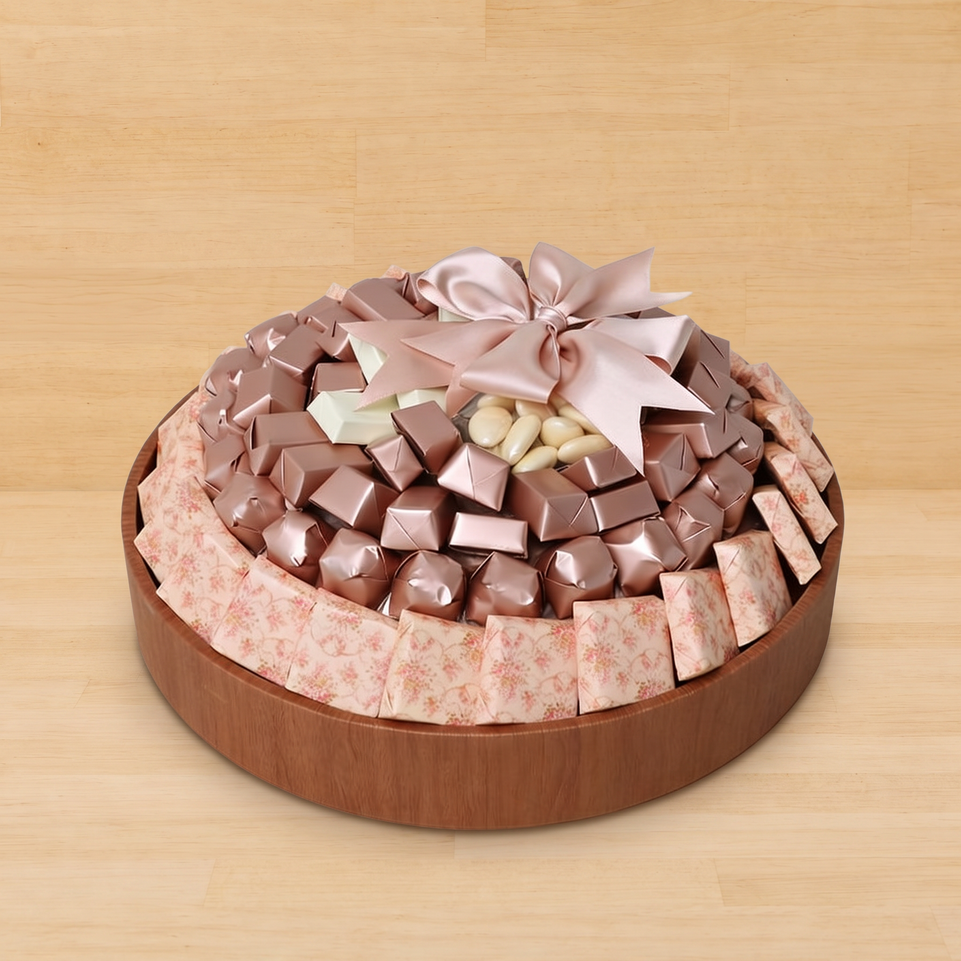 Flower designed chocolate round tray