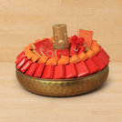 Happy Diwali Taj Mahal candle designed with premium chocolate round metal tray