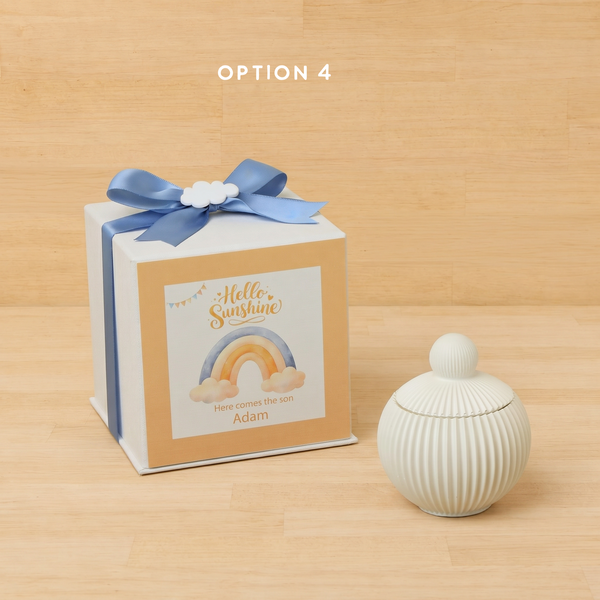 Set of 20 boxes baby boy ribbed ceramic trinket with cloud acrylic in hard box giveaway