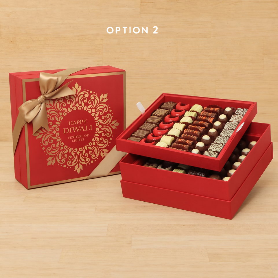 Happy Diwali Festival of Lights ornament designed premium chocolate 2-layer hard box