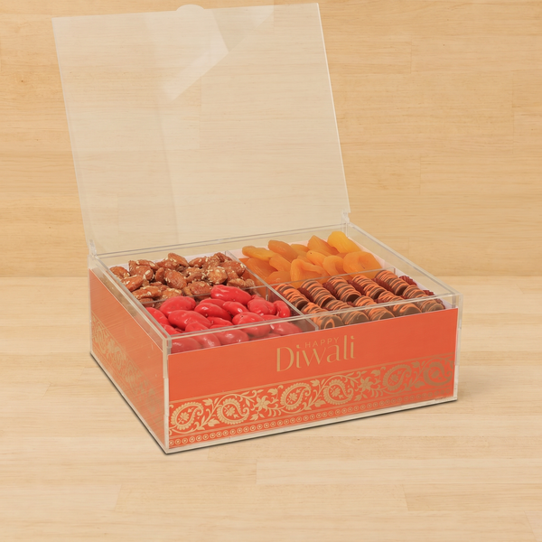 Happy Diwali designed premium chocolate & nuts acrylic small box