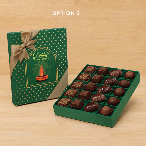 Happy Diwali festival of lights designed premium chocolate 20P black hard box