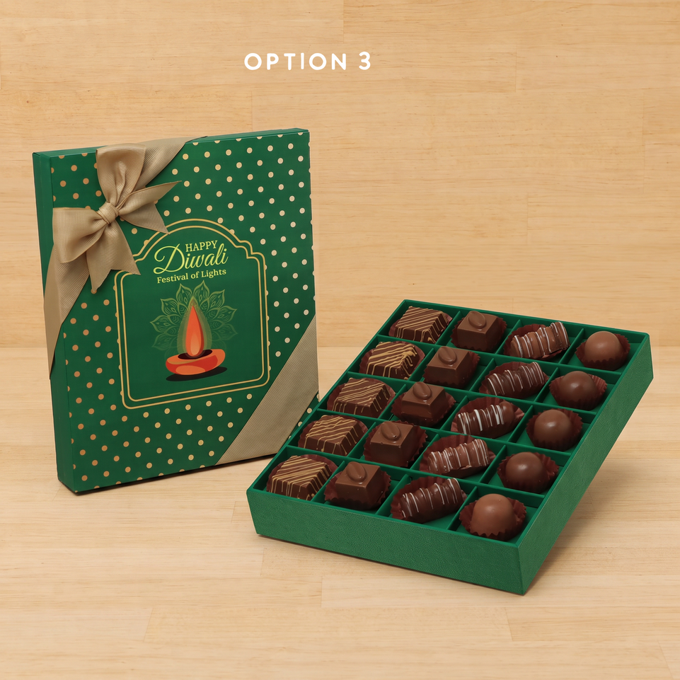 Happy Diwali festival of lights designed premium chocolate 20P black hard box