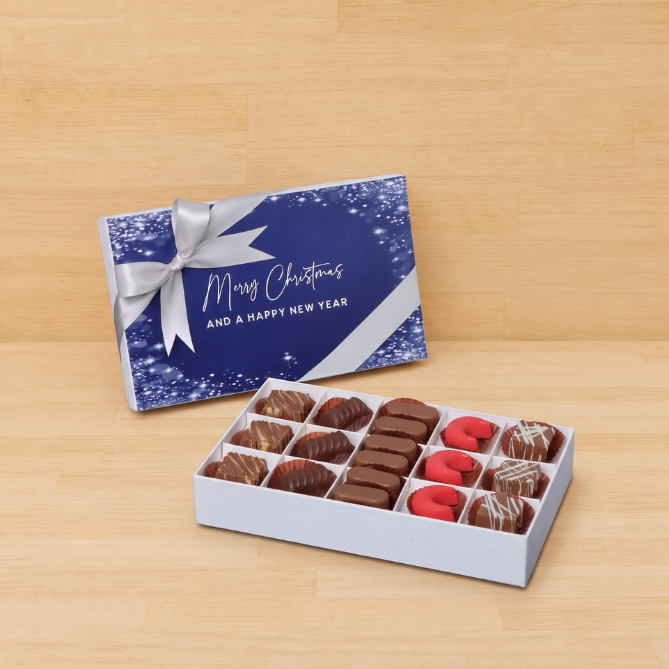 Merry Christmas & happy new year winter designed premium chocolate 15 piece hard box