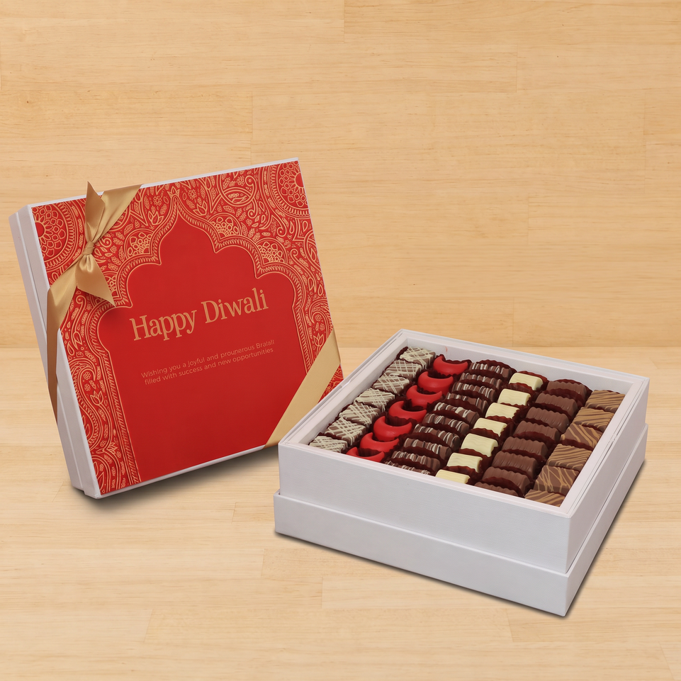 Happy diwali festive frame designed premium chocolate hard box