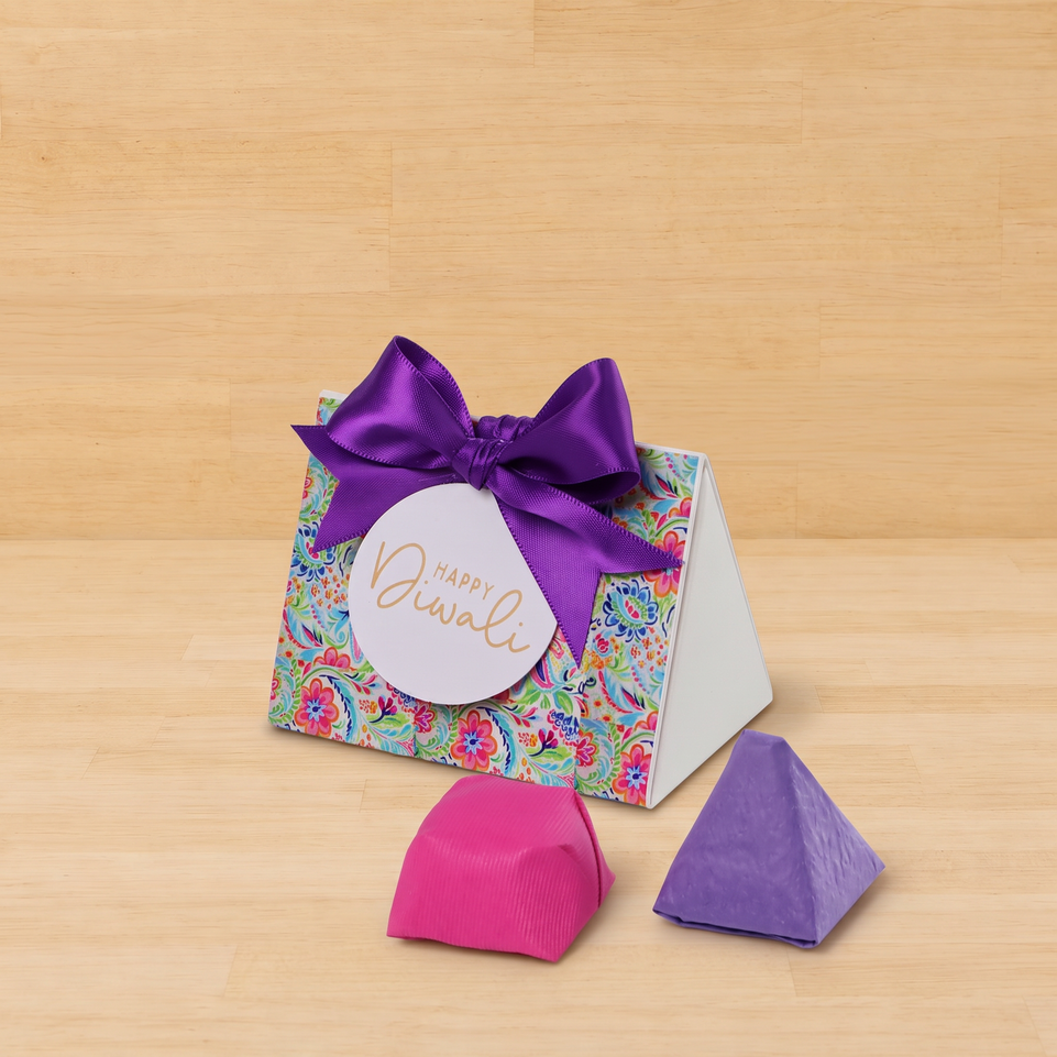Set of 20 Happy Diwali floral pattern designed premium chocolate triangle soft box