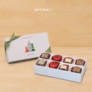 Set of 6 corporate customized season's greetings designed premium chocolate 8p hard box