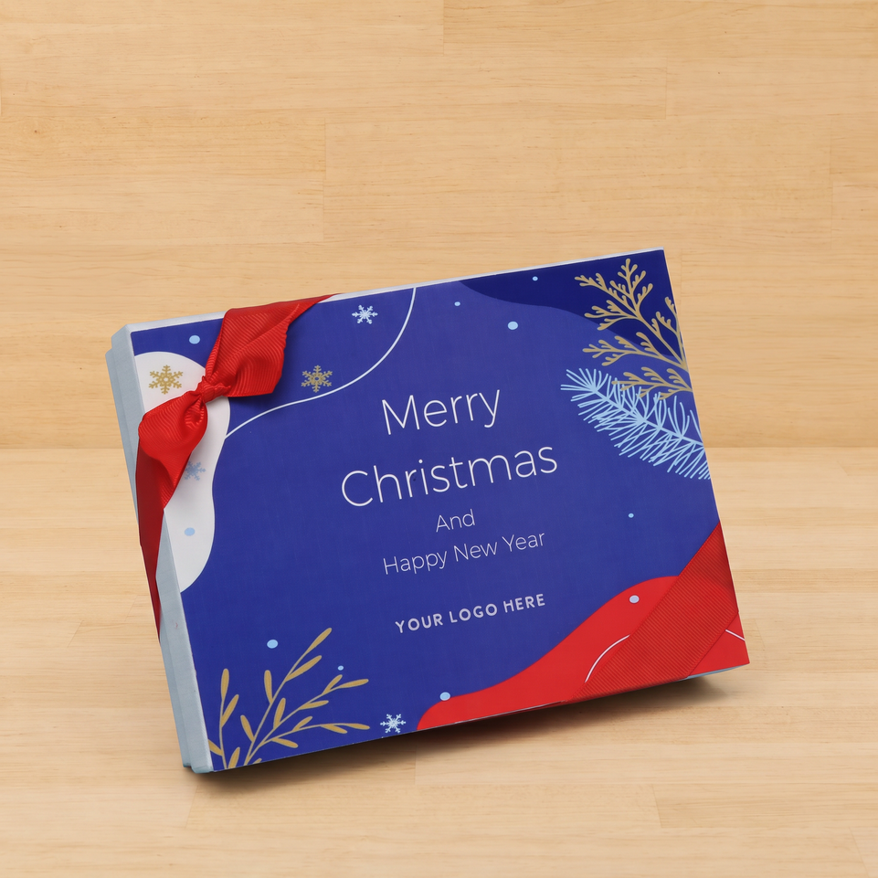 Set of 5 corporate customized merry christmas designed premium chocolate 12p hard box