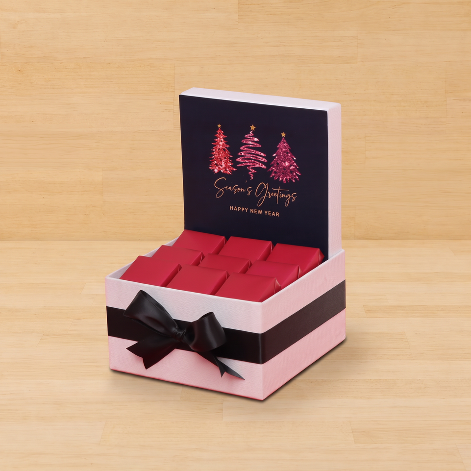 Season's greetings three tree designed premium chocolate small hamper