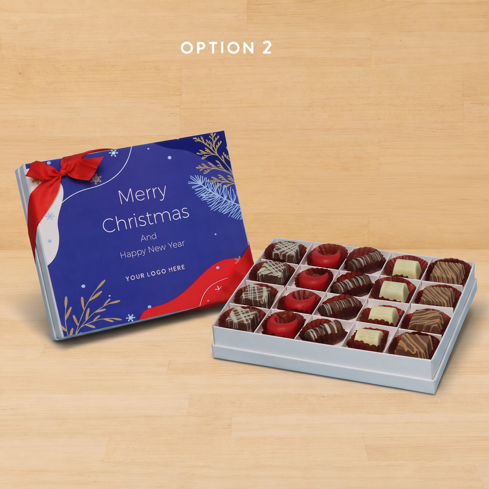 Set of 3 corporate customized merry christmas designed premium chocolate 20p hard box