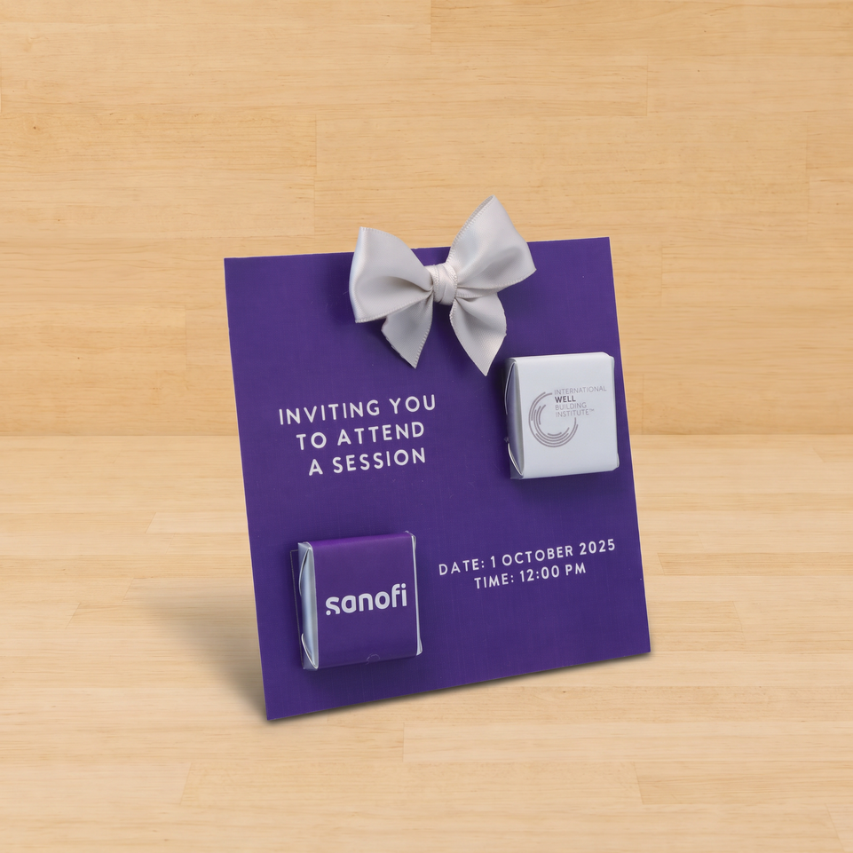 Set of 20 corporate customized premium thin chocolate invitation card