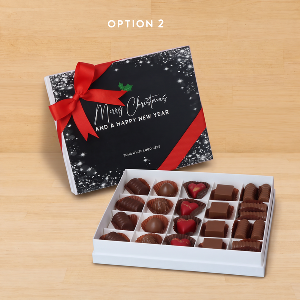 Merry Christmas snow flakes designed premium chocolate 20 piece hard box