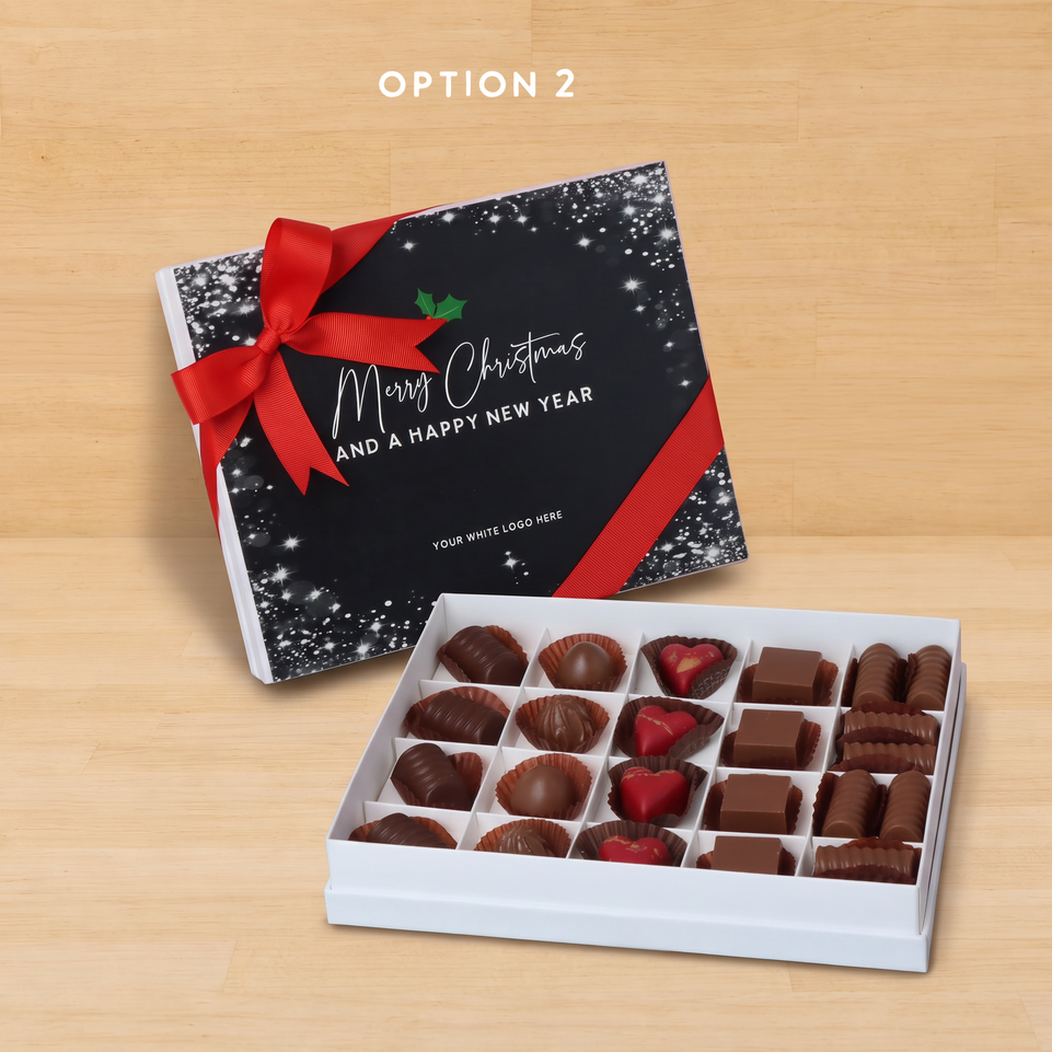 Merry Christmas snow flakes designed premium chocolate 20 piece hard box