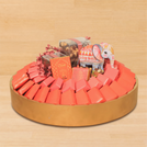 Happy Diwali pink elephant designed with premium chocolate round gypsonite tray