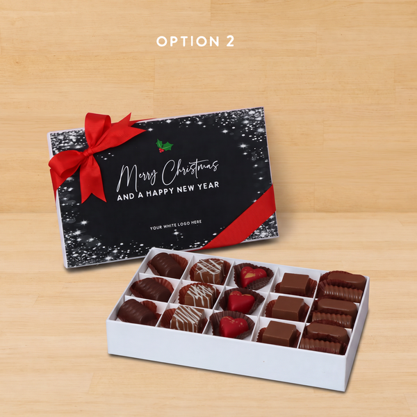 Merry christmas snow flakes designed premium chocolate 15 piece hard box