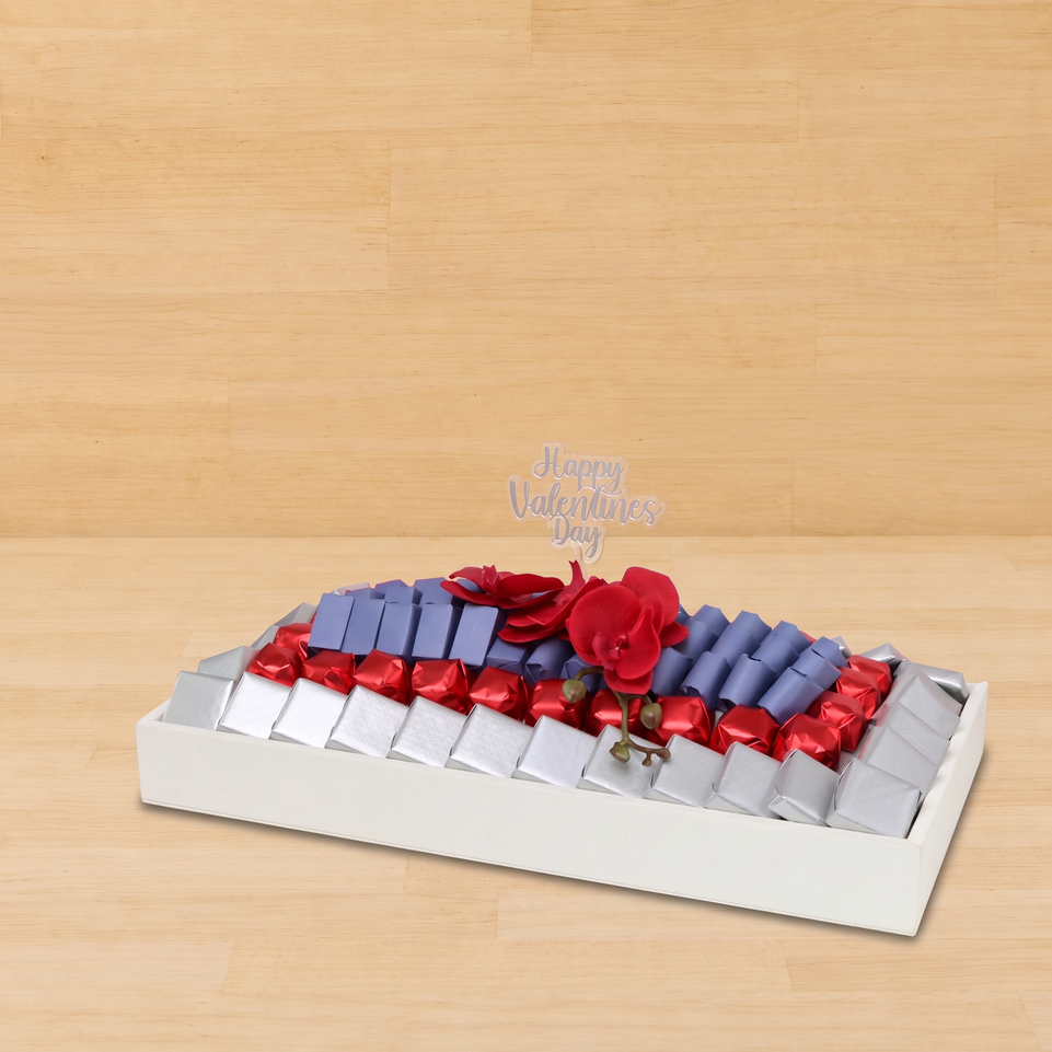 Happy valentine's day decorated chocolate medium leather tray