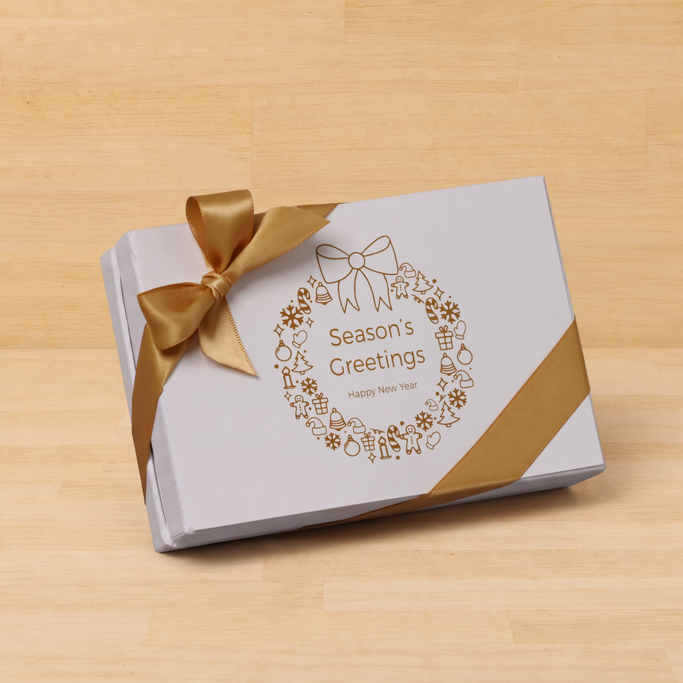 Set of 8 Season's greeting wreath designed premium chocolate 6 piece hard box