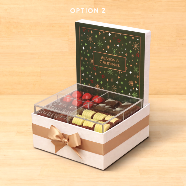 Season's Greeting designed with acrylic premium chocolate medium hamper