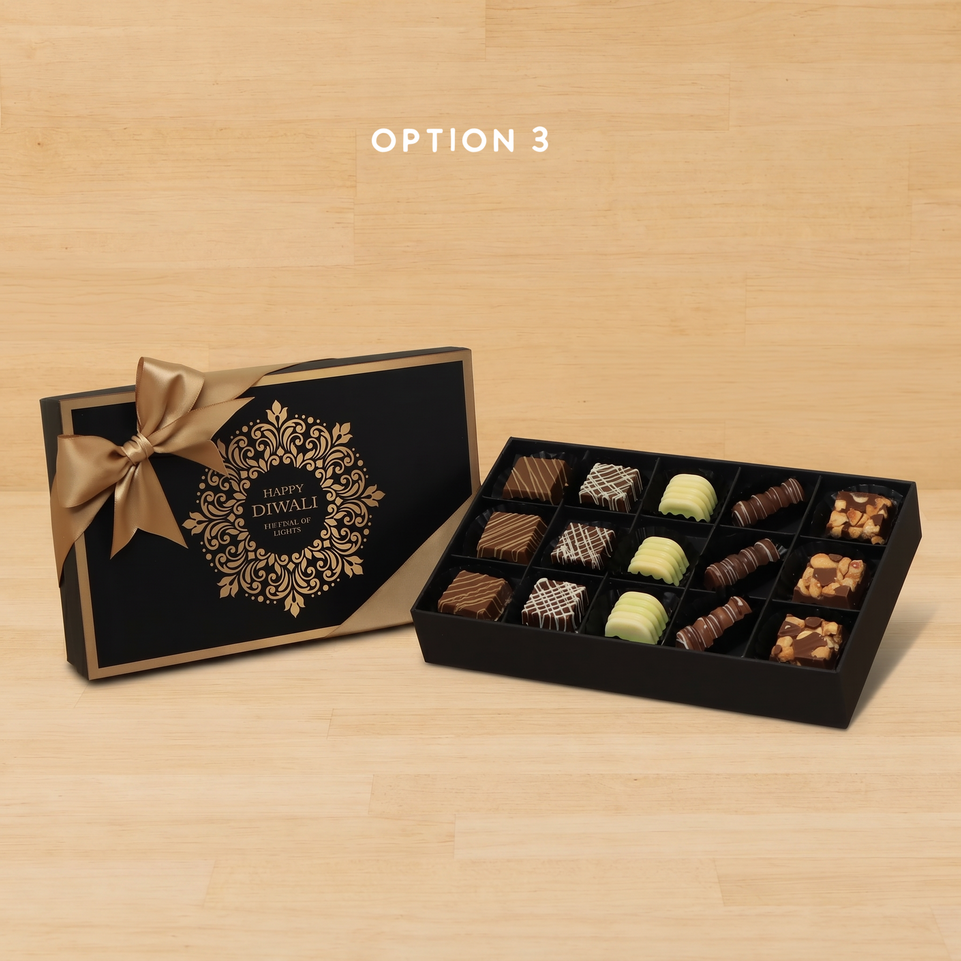 Happy Diwali Festival of Lights ornament designed premium chocolate 15P hard box