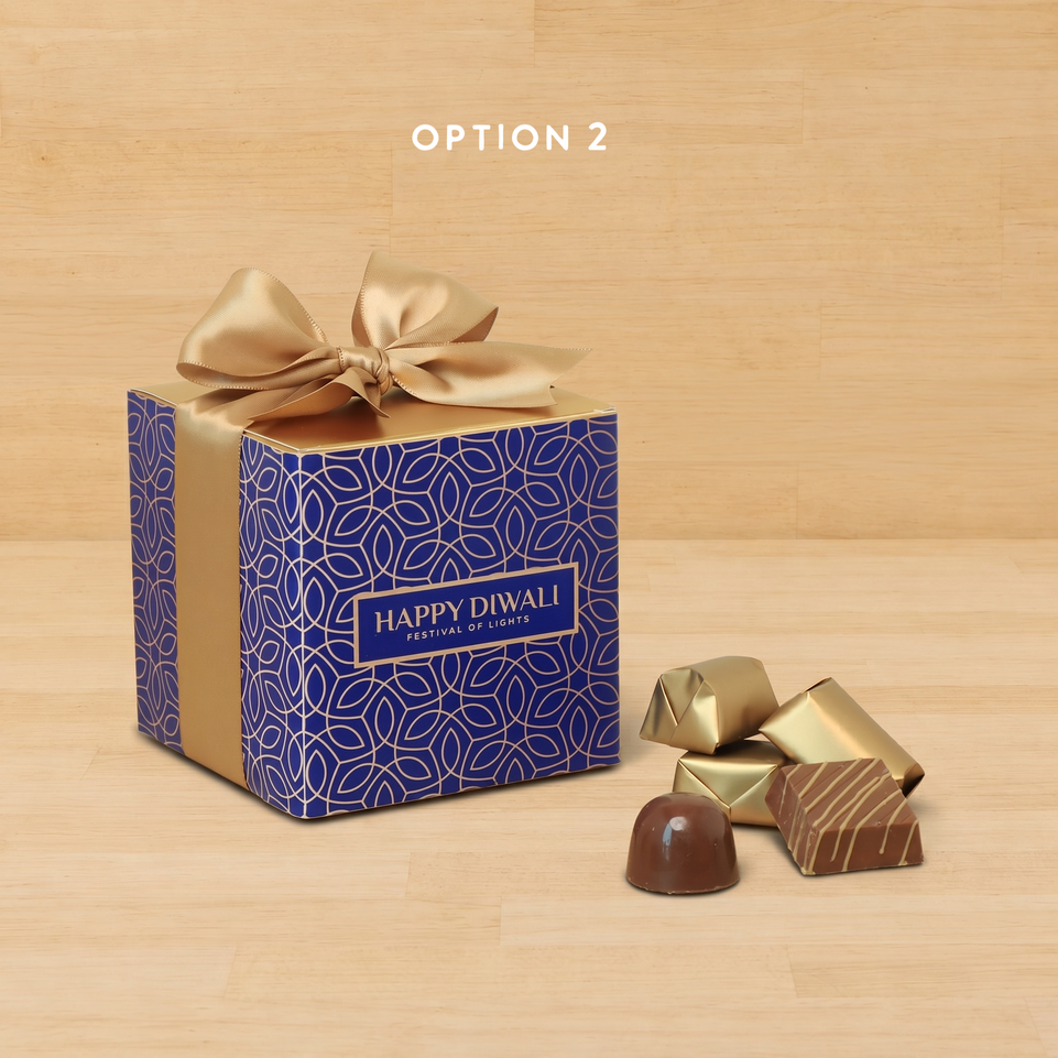 Set of 20 Happy Diwali festival of lights designed premium chocolate cube soft box