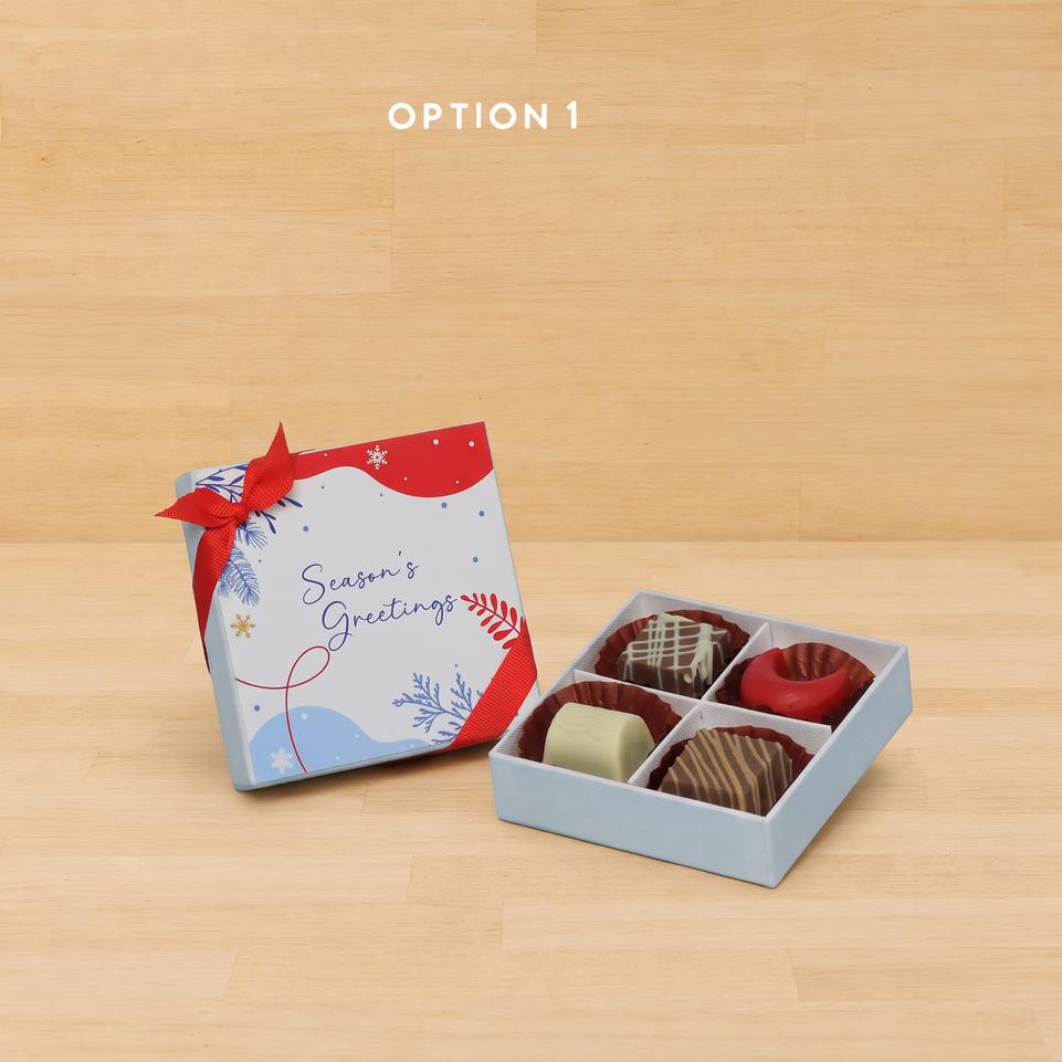 Set of 15 season's greetings designed premium chocolate 4P hard box