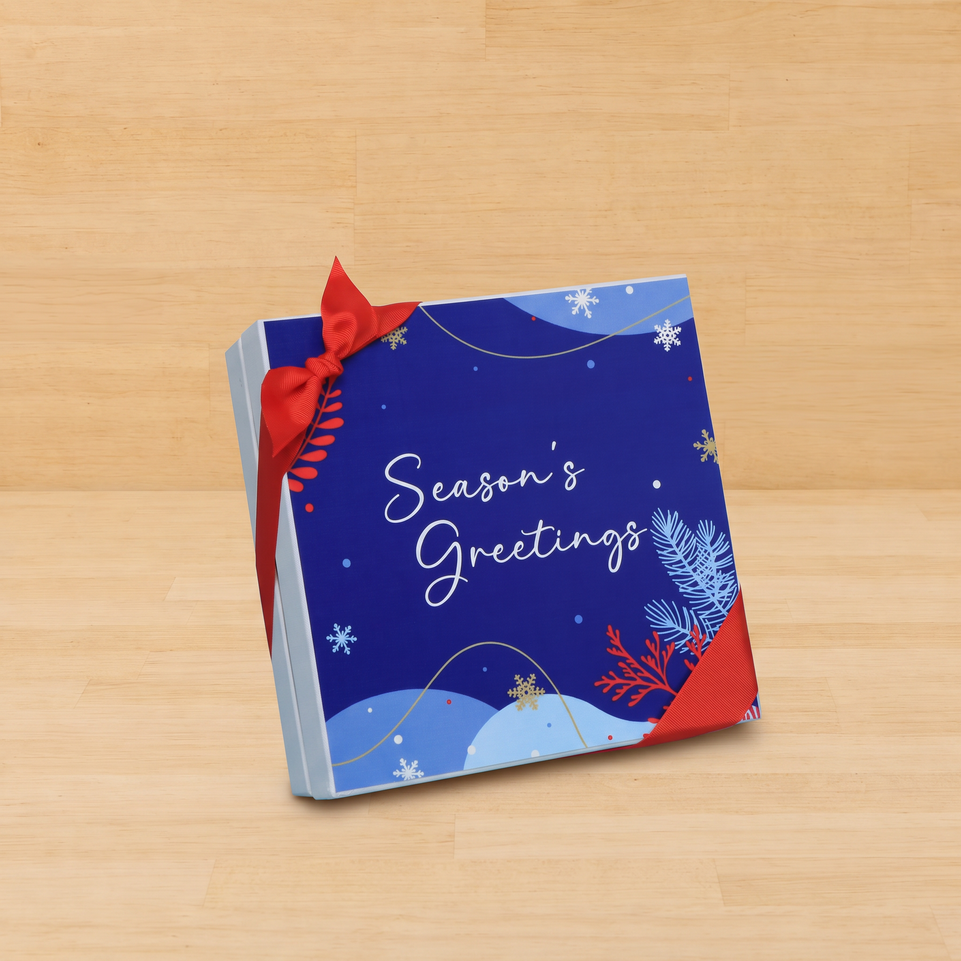 Season's greetings designed premium chocolate 2-layer hard box