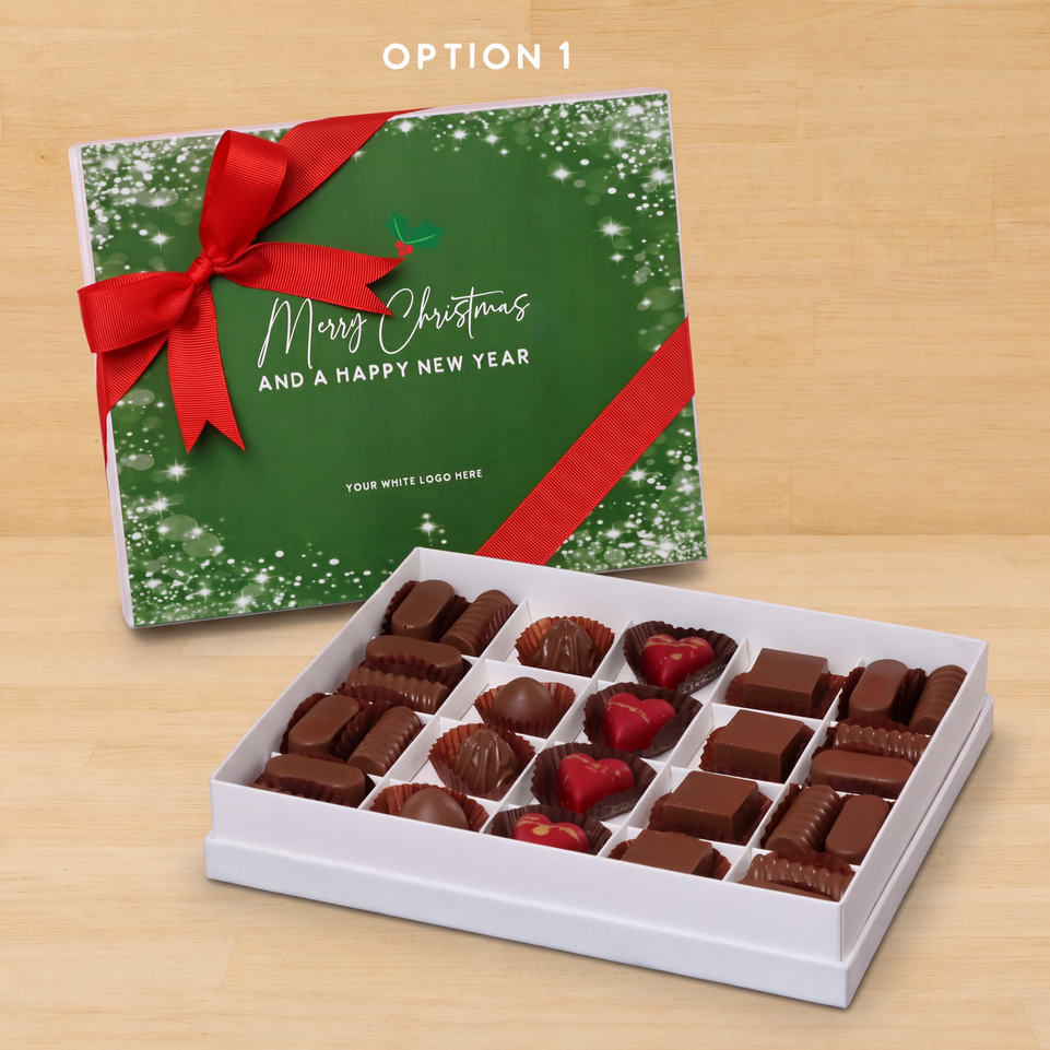 Merry Christmas snow flakes designed premium chocolate 20 piece hard box