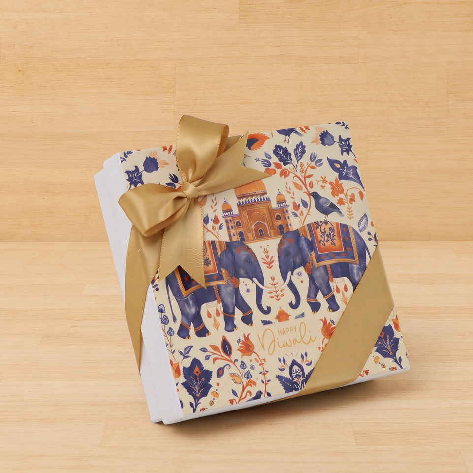 Happy diwali elephant festive designed 9-piece premium chocolate hard box