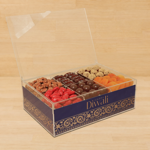 Happy Diwali designed premium chocolate & nuts acrylic medium box