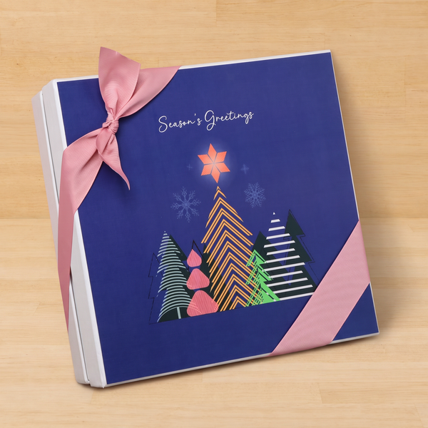 Set of 2 corporate customized season's greetings designed premium chocolate hard box
