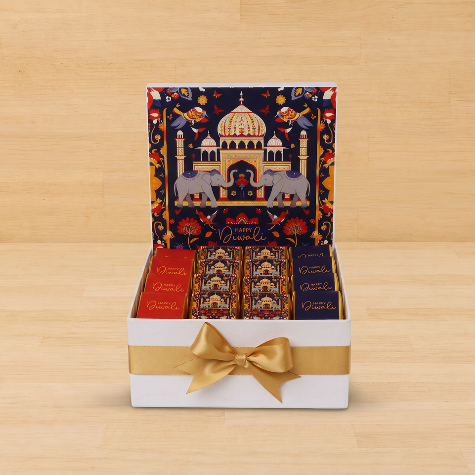 Happy diwali majestic elephant designed premium chocolate medium hamper