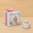 Set of 20 boxes baby girl pink rose flower trinket with white star acrylic in hard box giveaway
