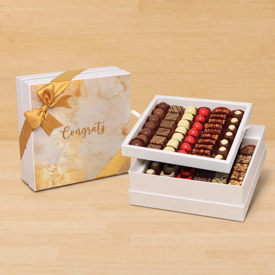 Congrats gold designed premium chocolate 2-layer hard box