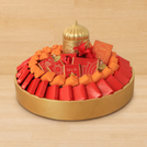 Happy Diwali Mosque candle designed with premium chocolate round gypsonite tray