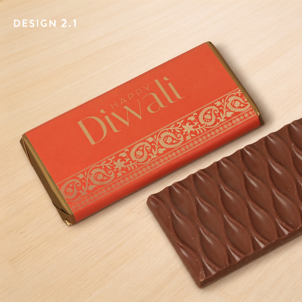 Set of 10 Happy Diwali designed plain milk chocolate bar