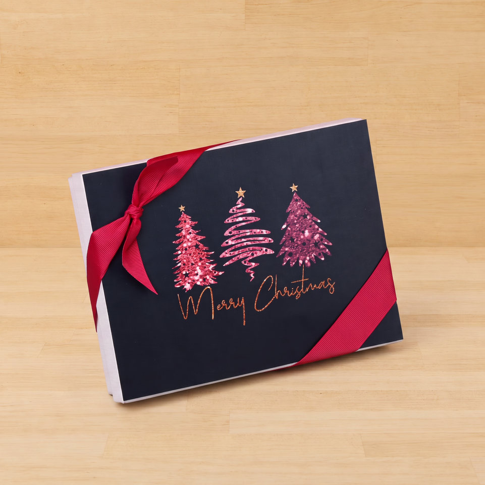 Merry Christmas three trees designed premium chocolate 12 piece hard box