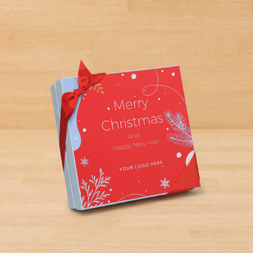 Corporate customized merry christmas designed premium chocolate 2-layer hard box