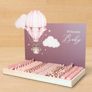 Welcome baby hot air balloon theme premium chocolate large leather tray with acrylic backdrop