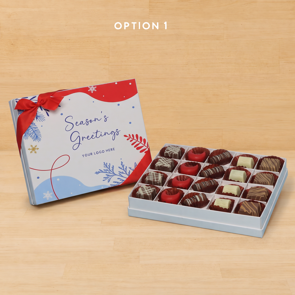 Set of 3 corporate customized season's greetings designed premium chocolate 20p hard box