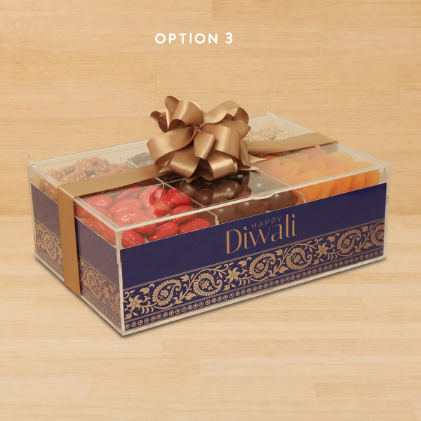Happy Diwali designed premium chocolate & nuts acrylic medium box