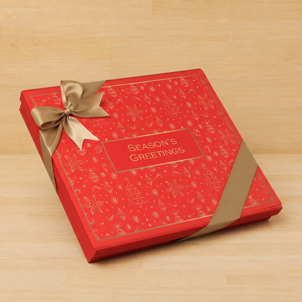 Season's greetings Christmas designed premium chocolate 42P hard box