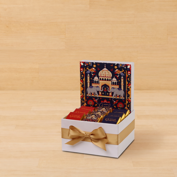 Happy diwali majestic elephant designed premium chocolate small hamper