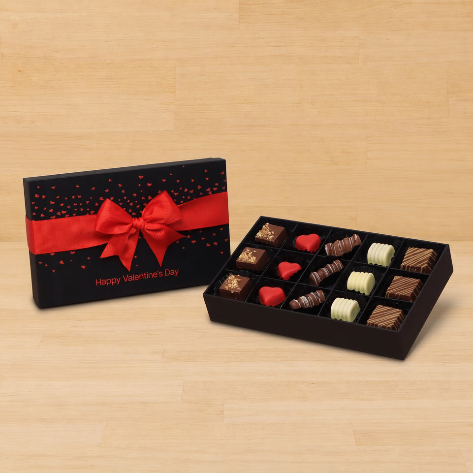 Happy Valentine's Day tiny hearts designed 15P premium chocolate gift box