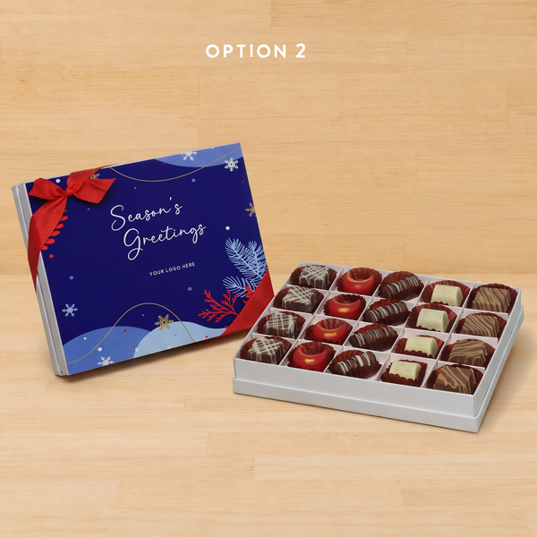 Set of 3 corporate customized season's greetings designed premium chocolate 20p hard box