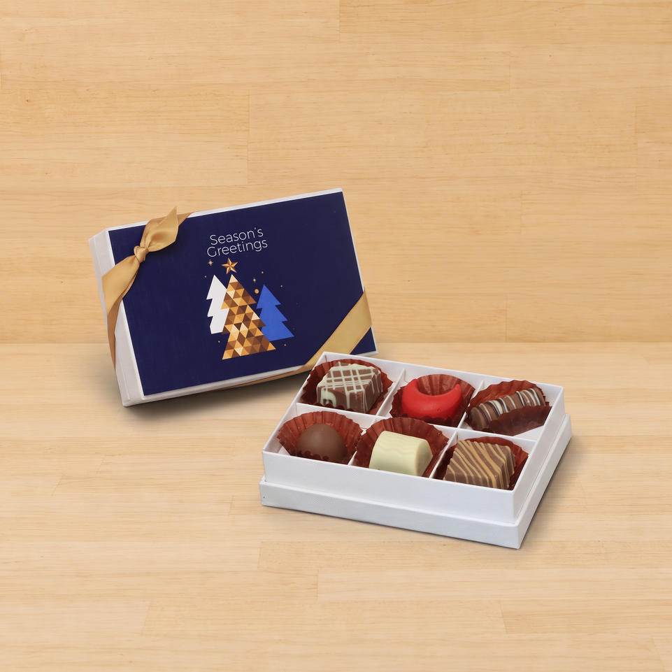 Set of 8 season's greeting designed premium chocolate 6p hard box