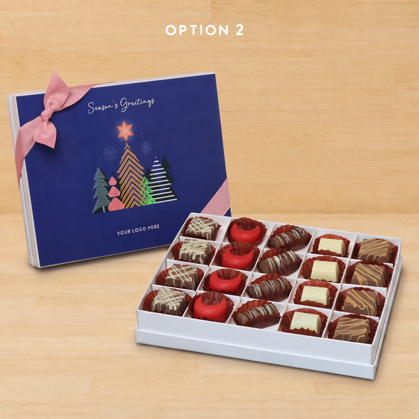 Set of 3 Customized Season's greetings designed premium chocolate 20p hard box