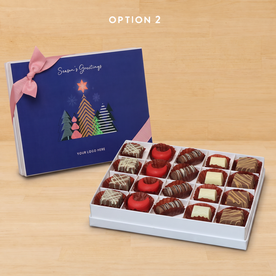 Set of 3 Customized Season's greetings designed premium chocolate 20p hard box