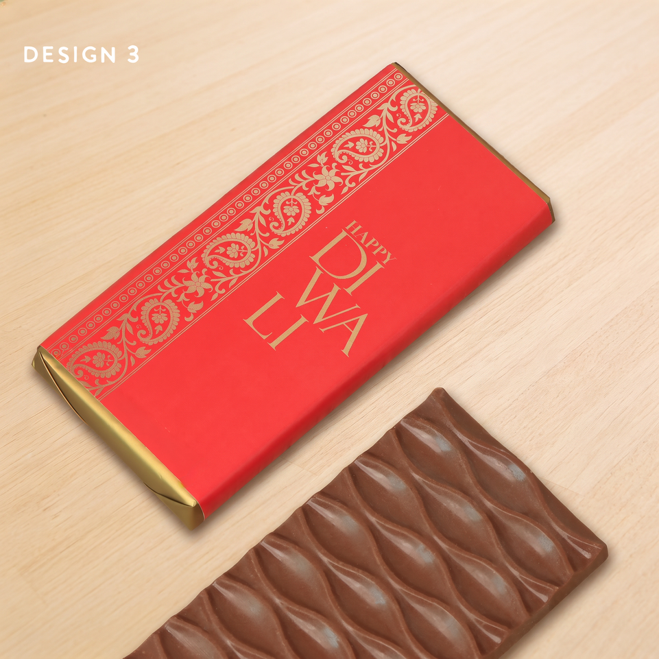Set of 10 Happy Diwali designed plain milk chocolate bar