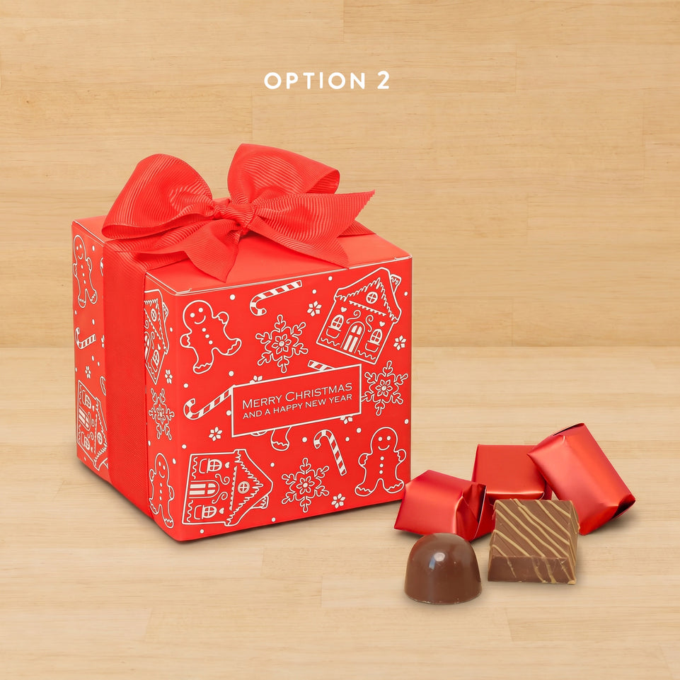 Set of 20 Merry Christmas and Happy New Year designed premium chocolate cube soft box